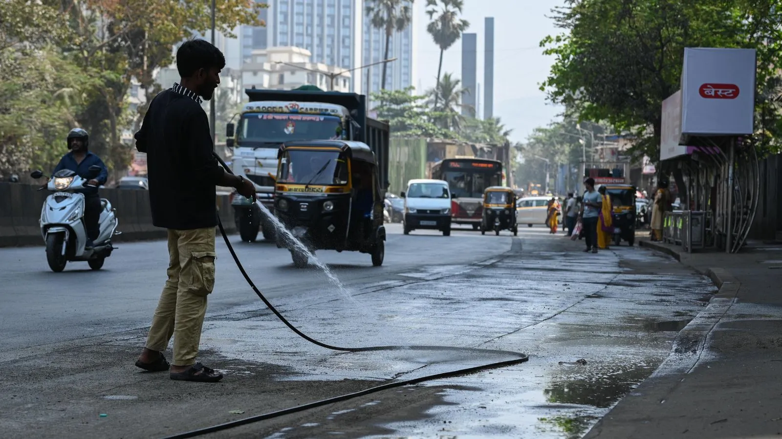 Mumbai turns to treated sewage water to wash roads amid rising pollution, water cuts